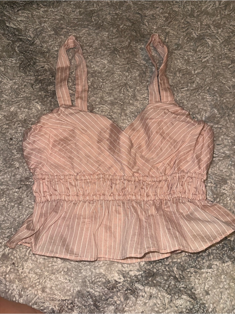 Maeve Blush Pink Striped Peplum Tank